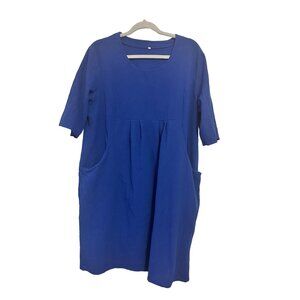 Blue knee length dress with side pockets‎ XXL